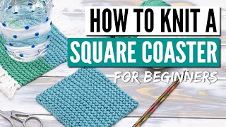 How to knit a coaster for beginners  Step by step tutorial [upl. by Horsey]