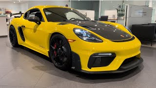 2024 Porsche 718 Cayman GT4 RS in Racing Yellow w Black RaceTex interior and Arctic Grey Stitching [upl. by Shewmaker]