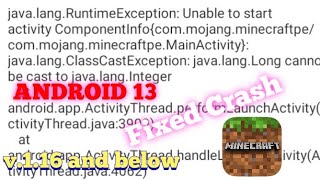 Fix Minecraft PE Crash  Version 116 and below  not fake  💯 working [upl. by Lenrad]