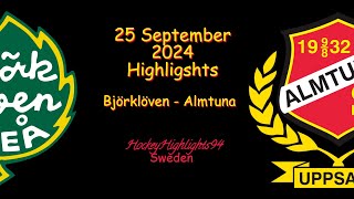 BJÖRKLÖVEN VS ALMTUNA  25 SEPTEMBER 2024  HIGHLIGHTS  HOCKEYALLSVENSKAN [upl. by Mandy]