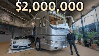 Touring a 2000000 Luxury Motorhome with Secret Supercar Garage [upl. by Eiddal]