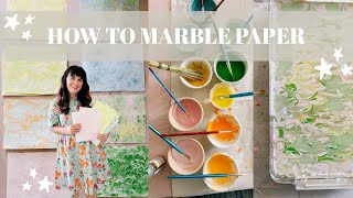 How to Marble Paper  Such a fun craft ✨ [upl. by Ellehcen394]