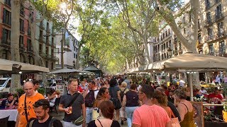 LA RAMBLA  Barcelona Summer Walk [upl. by Magdalena422]