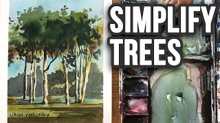 Trees in Watercolor  Simplify and Avoid Overwork [upl. by Atiluj]