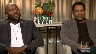 Denzel Washington and Antoine Fuqua The Magnificent 7 Interview TIFF16 [upl. by Enailuj850]