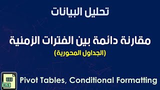 تحليل البيانات  مقارنة دائمة بين الفترات الزمنية بإستخدام الجداول المحورية والتنسيقات الشرطية [upl. by Htir]