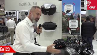 Bolsa Givi EA123 Sobredeposito Tancklock  EICMA 2018 [upl. by Nilyac]