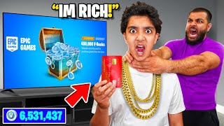 RICH KID Stole My Credit Card To Buy VBucks FORTNITE [upl. by Ynttirb]