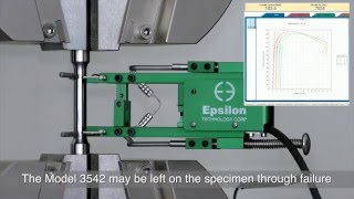 Metals tension test with axial extensometer Epsilon Technology  Model 3542 [upl. by Neau]