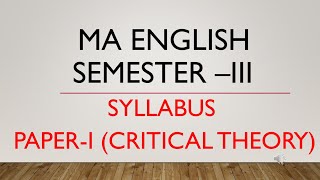 MA ENGLISH SEMESTER III SYLLABUS II ALL MP GOVT UNIVERSITIES II APSU UNIVERSITY II PG ENGLISH SYLLAB [upl. by Ritter]