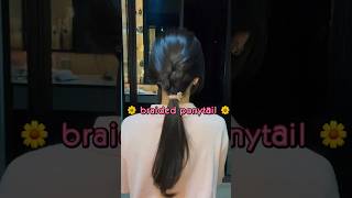 Simple braided ponytail 🌼 hair hairstyle hairtutorial styling ponytail [upl. by Eissel531]