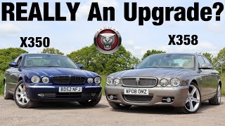 Jaguar XJ X350 vs X358  Worthwhile Luxury Upgrade 2003 42 V8 Sport amp 2008 27 TDVi Road Test [upl. by Ijok]