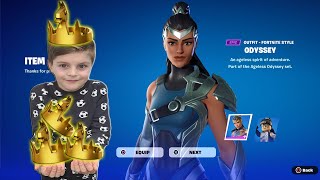 My 10 Year Old Kid Got 4 Fortnite GOLD Crown WINS Using NEW Battle Pass Skins And item Shop Skin [upl. by Kcub904]