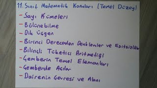 11Sınıf Temel Düzey Matematik Konuları Güncel Müfredat 20192020 [upl. by Chemesh529]