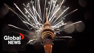 New Years 2024 New Zealand ushers in new year with fireworks in Auckland [upl. by Friedrich]