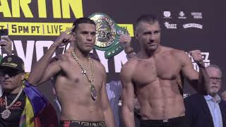 David Benavidez vs Oleksandr Gvozdyk FULL FACE OFF amp WEIGH IN [upl. by Schuh]