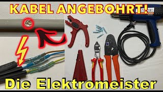 Elektroleitung Angebohrt Fachmännische Reparatur Anleitung Kabel krimpen mit Quetschverbinder [upl. by Arber]