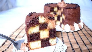 TORTA A SCACCHI  Checkerboard cake – Torta di Compleanno [upl. by Neelyahs]