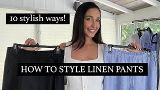 HOW TO STYLE LINEN PANTS  Stylish Outfit Ideas [upl. by Ienttirb]