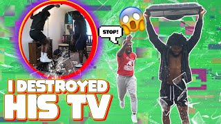 I DESTROYED MY BROTHERS TV PRANK HE GOT REAL MAD [upl. by Haseefan28]