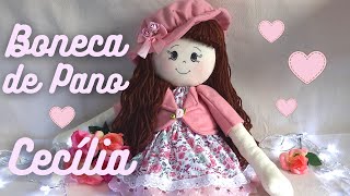 ♡AULA  COMO FAZER BONECA DE PANO ♡ COM CHAPÉU [upl. by Ahseat]