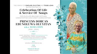 SERVICE OF SONGS FOR CHIEF MRS DORCAS EBUNOLUWA OLUYITAN [upl. by Ylsew569]