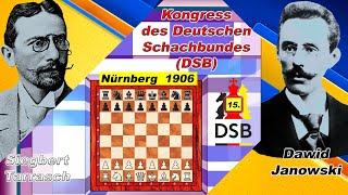 Siegbert Tarrasch Vs Dawid Janowski 🏆 15 DSB Kongress 1906 🏆 D27 Angenommenes Damengambit  357 [upl. by Onitrof]