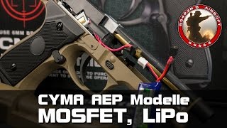 Tech Cyma AEP Mosfet LiPoUmbauEinbau CM030 121 122 123 126 AirsoftSoftair 4K UHD [upl. by Almeeta]