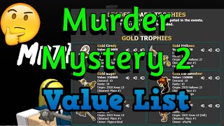 Roblox Murder Mystery 2 Value List  MM2 Ancient Unique Godly Vintage Legendary Rare Values [upl. by Hgierb]