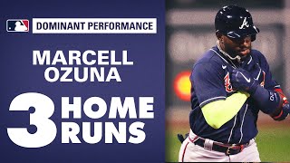 Braves slugger Marcell Ozuna smashes THREE home runs honors Chadwick Boseman [upl. by Einnej]