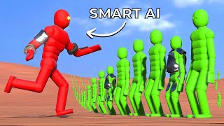 Smart AI Trains to Fight an NPC Ragdoll Army with active ragdoll physics [upl. by Dulcea]