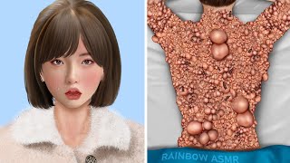 ASMR Remove Big Acne amp Worm Infected Back  Deep Cleaning Animation [upl. by Drucie]