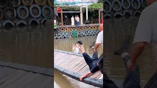 swinging bridge game  china swing bridge game  funny game  shorts [upl. by Bremer]