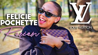 Louis Vuitton Felicie Pochette Review  LV Pochette Mod Shots amp What Fits  Luxury Purse Review [upl. by Botnick]