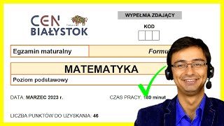 Matura z Matematyki CEN Białystok Podstawa F23 202203 próbna cały arkusz [upl. by Augustus]