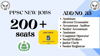 Ppsc Add 33 200 jobs in ppsc16 Assistant Director jobs 44 social welfare jobs Junior clerk jobs [upl. by Ynohtnacram]