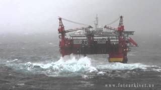 Accommodation platform Floatel Superior in Storm in the North Sea [upl. by Nicolette]