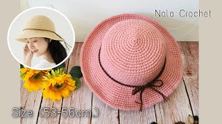 Easy crochet bucket hatEnglish subsCrochet hat for beginner bucket hatสอนถักหมวกโครเชต์ [upl. by Annehs400]