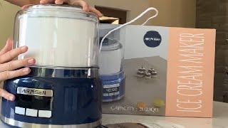 AIRMSEN Ice Cream Maker 2 1 Quart Automatic Ice Cream Machine with LED Screen and Timer Review [upl. by Karrie]