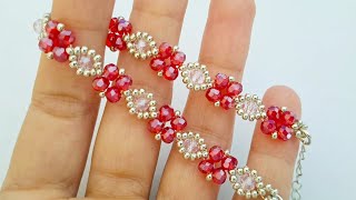 DIY Beaded Crystal Bracelet and Seed Bead Bracelet Tutorial Easy Beading for Beginners [upl. by Yrocaj994]