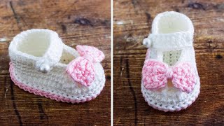 🌷Crochet Baby Booties 🎀 Easy CLOSEUP Step by Step Tutorial [upl. by Amalea]