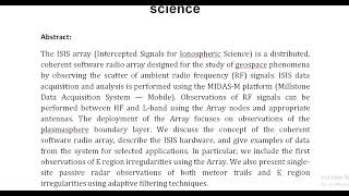 Intercepted signals for ionospheric science [upl. by Diena]