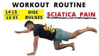 Workout routine for L4 L5  L5 S1 Disc bulges and Sciatica Pain Intermediate [upl. by Noived]