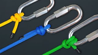 TOP 3 knot how to tie a carabiner  STRONG knots to help you  Tightening bushcraft knots [upl. by Anitac]