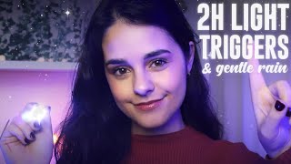 ASMR 2H LIGHT TRIGGERS with GENTLE RAIN ✨ SLEEP Instructions Blink Eye Exam and more [upl. by Dougall]