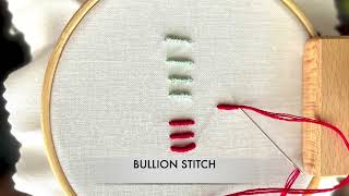 Bullion Stitch  Embroidery Stitch Tutorial [upl. by Nosrettap]