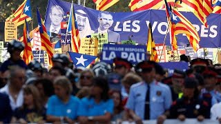 Thousands join antiterror march in Barcelona [upl. by Ameyn]