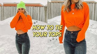 6 WAYS TO TUCK AND TIE YOUR TOPS ☆ oversized tee’s sweaters etc [upl. by Hahsia]