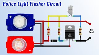 Police Light LED Flasher Circuit for bicycle bike Without Using IC [upl. by Notlew662]