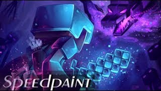 Epic Minecraft SPEEDPAINT Minecraft Facing the Enderdragon [upl. by Cianca]